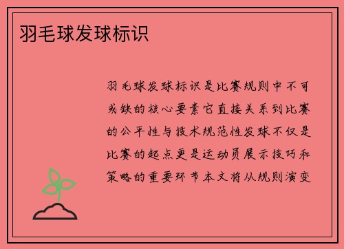 羽毛球发球标识