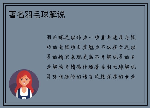 著名羽毛球解说